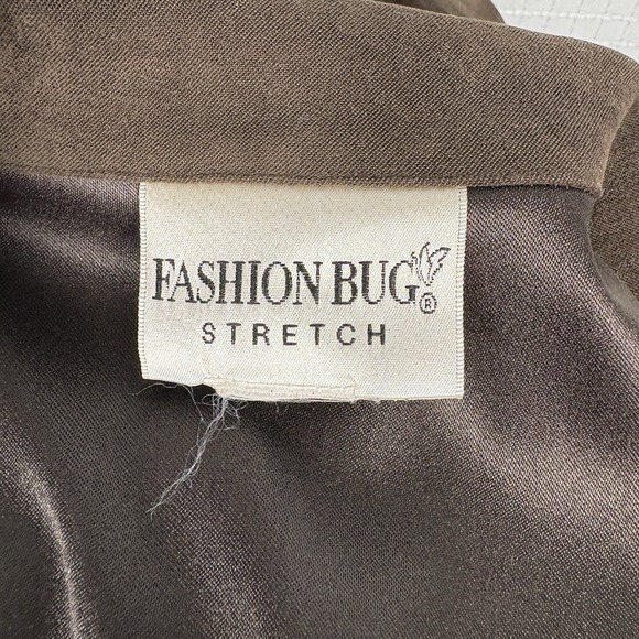 Fashion Bug Y2K Chocolate‎ Brown Faux Suede Jacket Womens Large Stretch Western - Picture 6 of 7